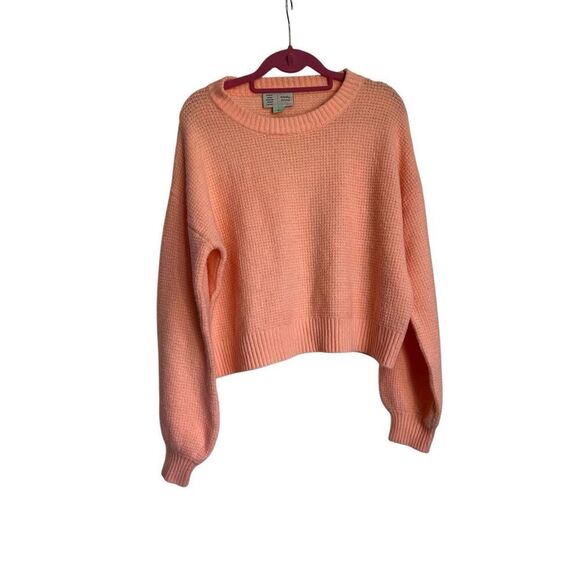 Anthropologie Saturday Sunday Sweaters - Anthropologie Saturday Sunday Sweater Womens Large Peach Waffle Knit Cropped